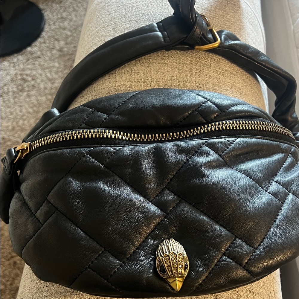 Kurt Geiger Black Quilted Crossbody Bag with Gold Detail